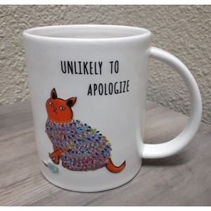 Unlikely to Apologize Arrogant Cat 3D Handpainted 16 Ounce Coffee Beverage Mug